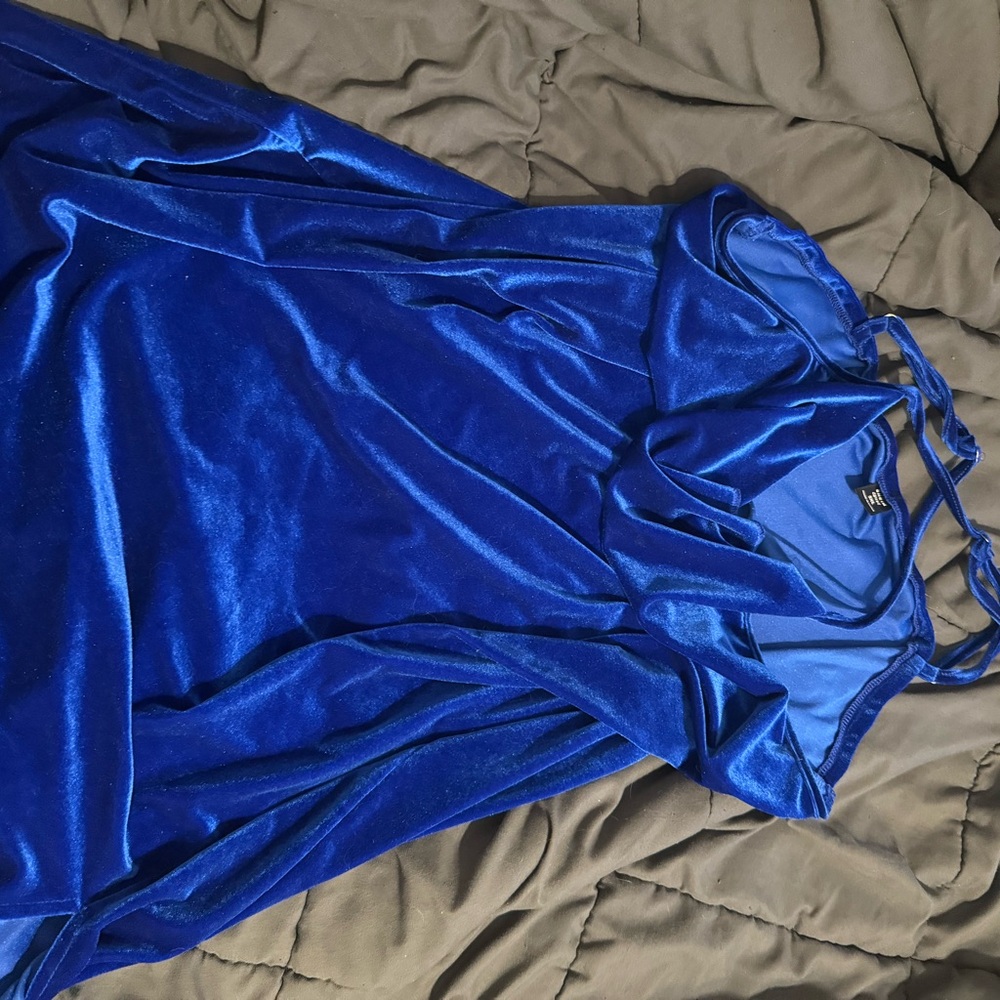 SHEIN Royal Blue Velvet Dress